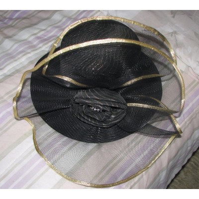 's Black Hand Made Hat with Gold Accent and Rhinestones   eb-64164363